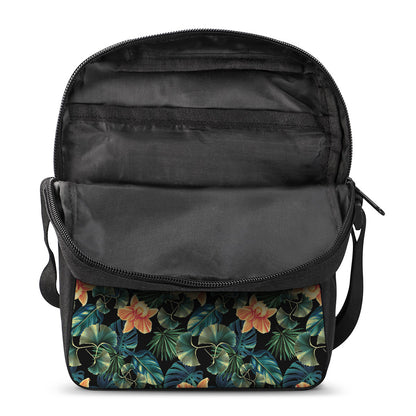 Tropical Leaf And Hawaiian Flower Print Rectangular Crossbody Bag