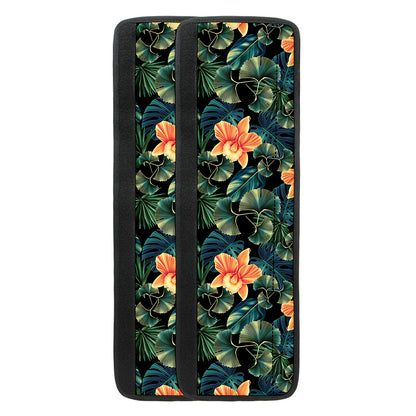 Tropical Leaf And Hawaiian Flower Print Refrigerator Handle Covers