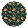 Tropical Leaf And Hawaiian Flower Print Round Floor Mat