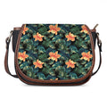 Tropical Leaf And Hawaiian Flower Print Saddle Bag