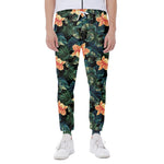 Tropical Leaf And Hawaiian Flower Print Scuba Joggers