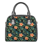Tropical Leaf And Hawaiian Flower Print Shoulder Handbag