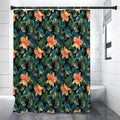Tropical Leaf And Hawaiian Flower Print Shower Curtain