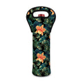 Tropical Leaf And Hawaiian Flower Print Single Neoprene Wine Tote