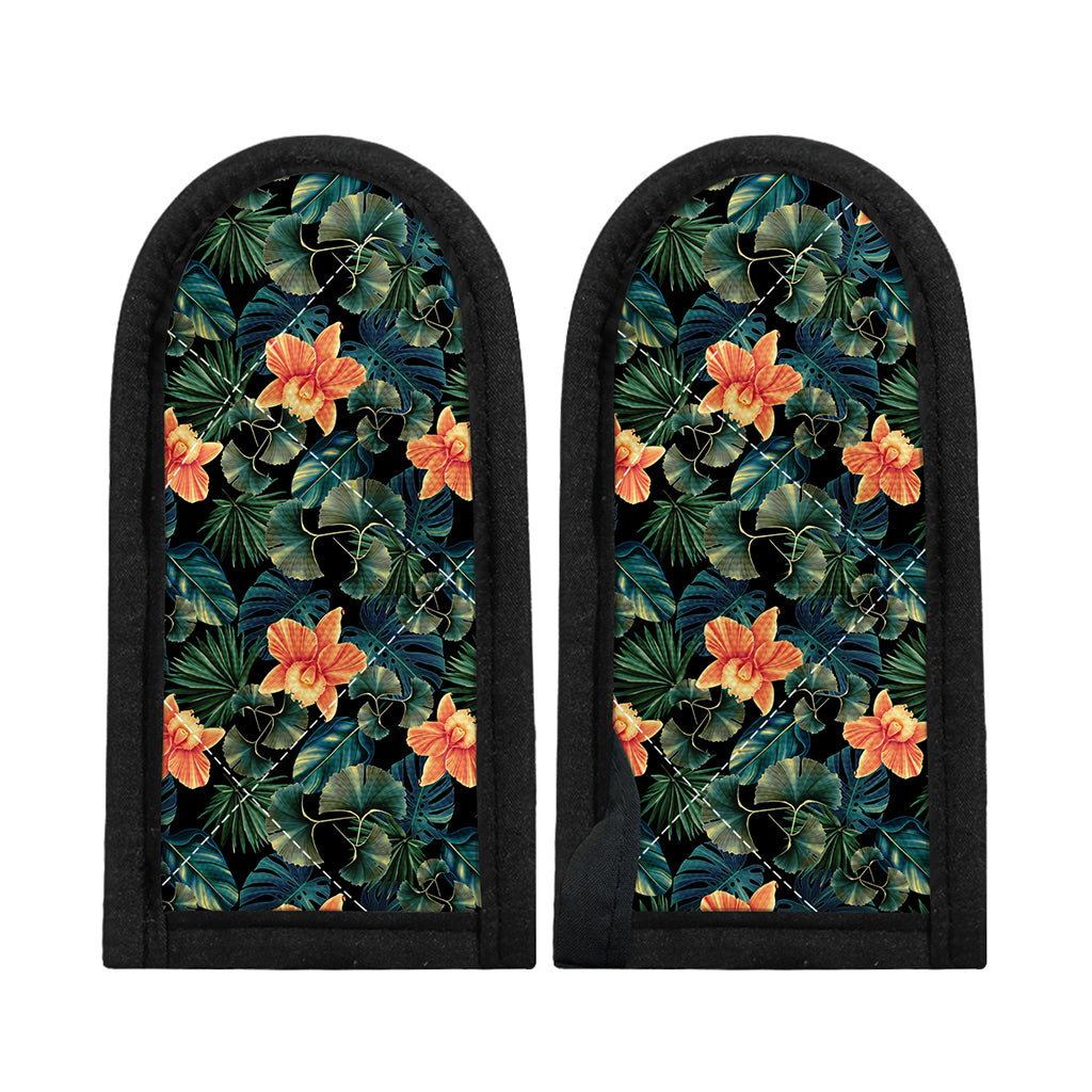 Tropical Leaf And Hawaiian Flower Print Skillet Handle Cover