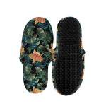 Tropical Leaf And Hawaiian Flower Print Slippers
