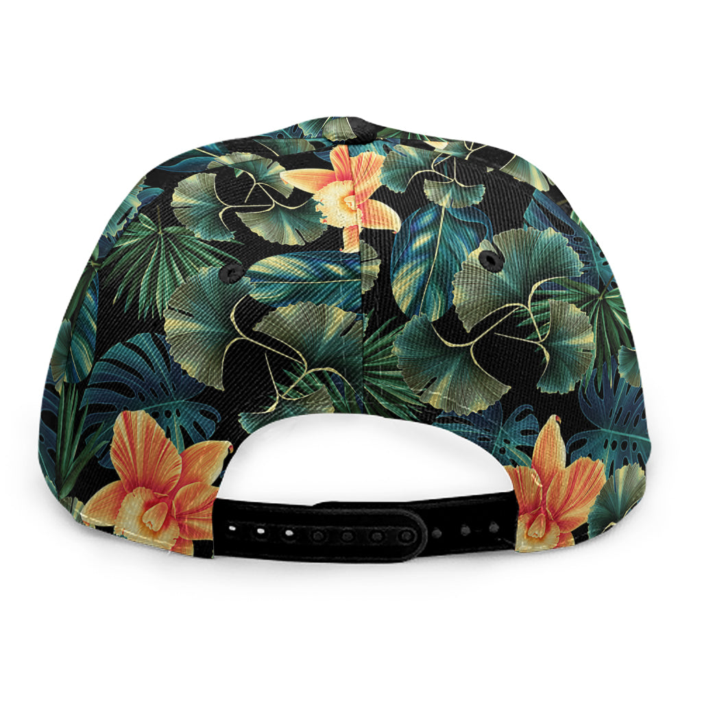 Tropical Leaf And Hawaiian Flower Print Snapback Cap