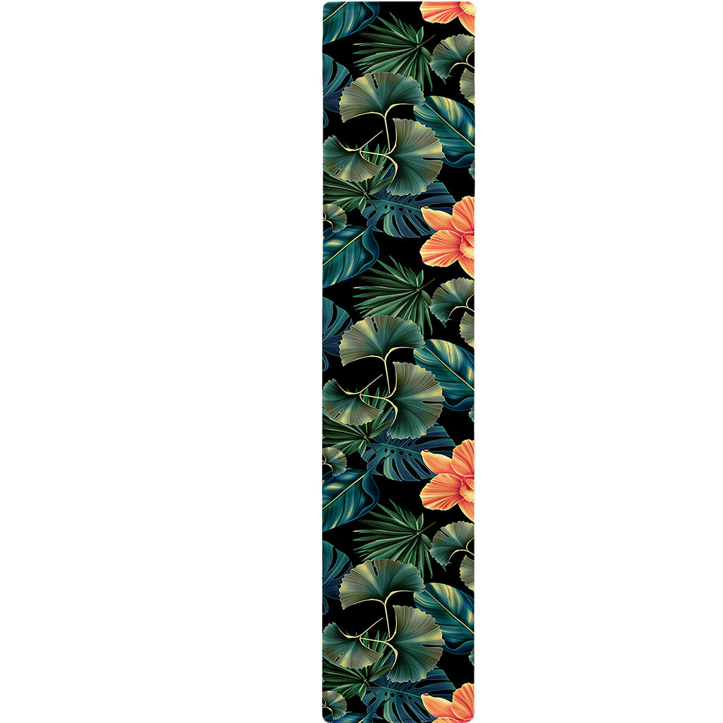 Tropical Leaf And Hawaiian Flower Print Table Runner