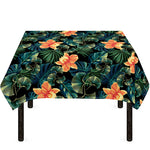 Tropical Leaf And Hawaiian Flower Print Tablecloth