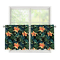 Tropical Leaf And Hawaiian Flower Print Tier Curtains