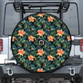 Tropical Leaf And Hawaiian Flower Print Tire Cover With Camera Hole