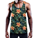 Tropical Leaf And Hawaiian Flower Print Training Tank Top