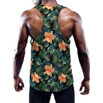 Tropical Leaf And Hawaiian Flower Print Training Tank Top