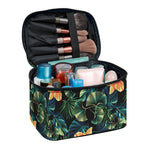 Tropical Leaf And Hawaiian Flower Print Travel Makeup Bag