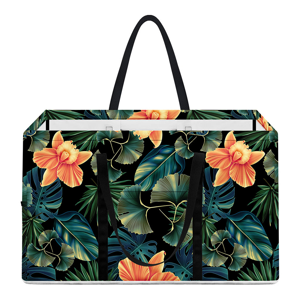 Tropical Leaf And Hawaiian Flower Print Utility Tote Bag