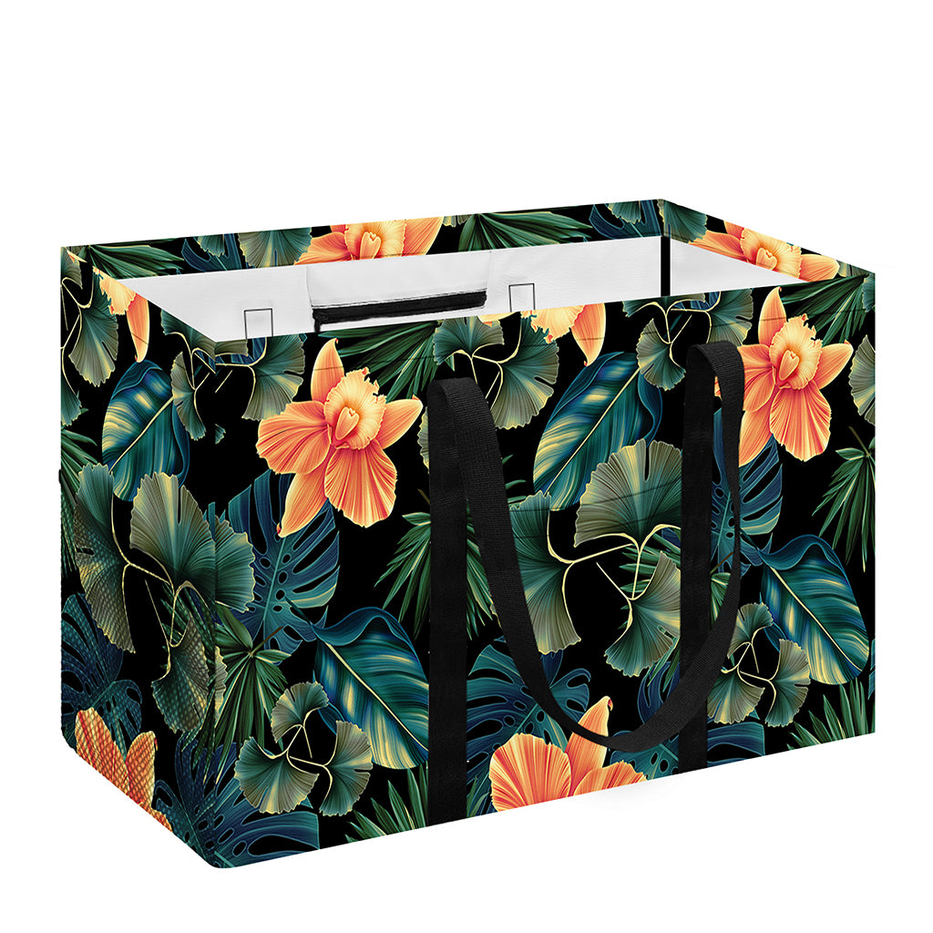 Tropical Leaf And Hawaiian Flower Print Utility Tote Bag
