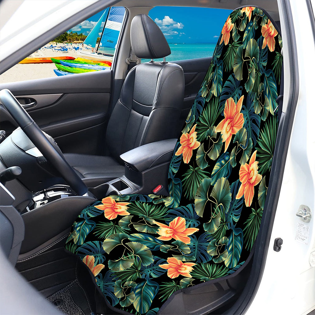 Tropical Leaf And Hawaiian Flower Print Waterproof Car Seat Cover