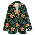 Tropical Leaf And Hawaiian Flower Print Women's Blazer