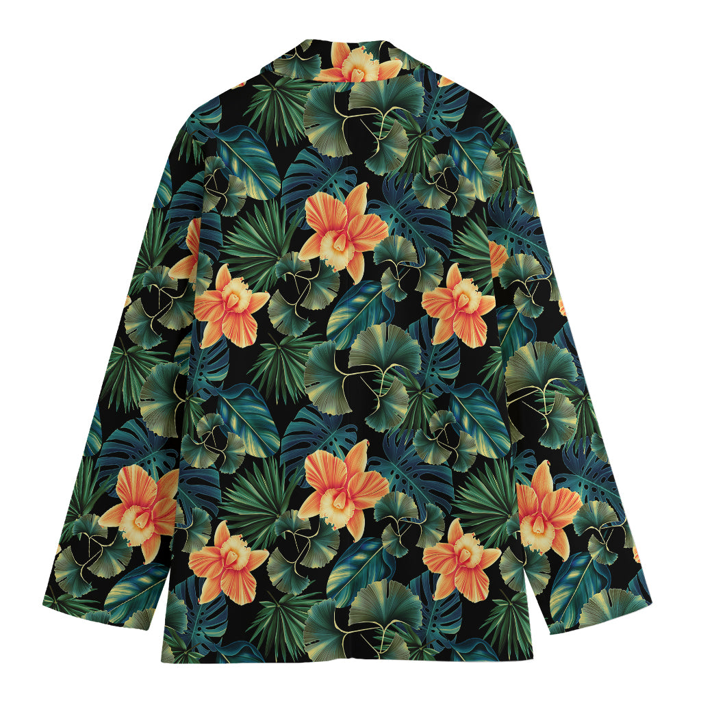 Tropical Leaf And Hawaiian Flower Print Women's Blazer