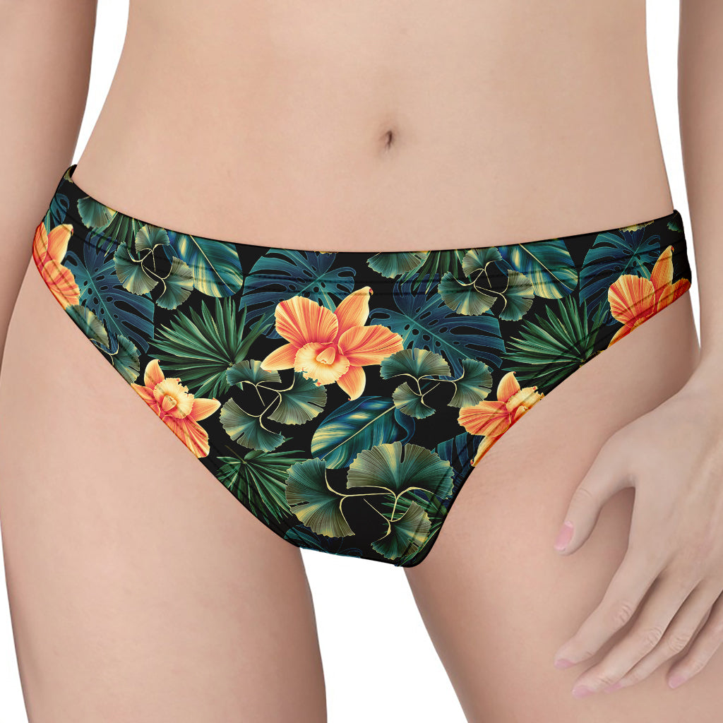 Tropical Leaf And Hawaiian Flower Print Women's Thong