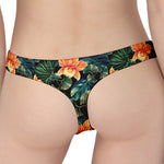 Tropical Leaf And Hawaiian Flower Print Women's Thong