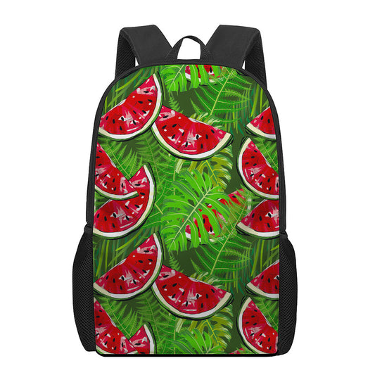 Tropical Leaf Watermelon Pattern Print 17 Inch Backpack