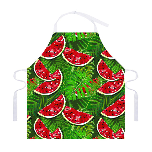 Tropical Leaf Watermelon Pattern Print Adjustable Apron