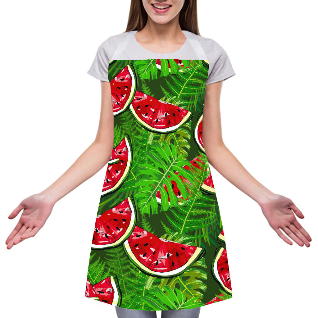 Tropical Leaf Watermelon Pattern Print Adjustable Apron