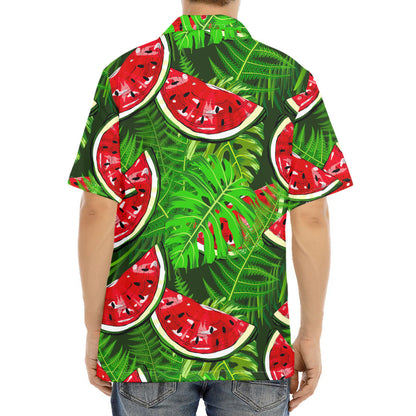Tropical Leaf Watermelon Pattern Print Aloha Shirt