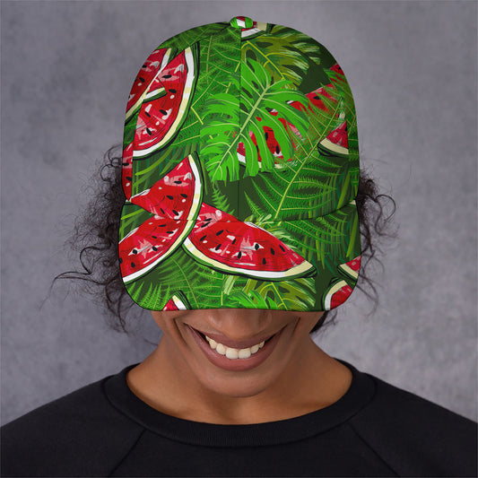 Tropical Leaf Watermelon Pattern Print Baseball Cap