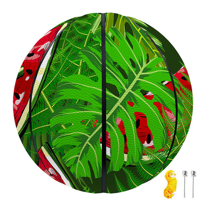 Tropical Leaf Watermelon Pattern Print Basketball