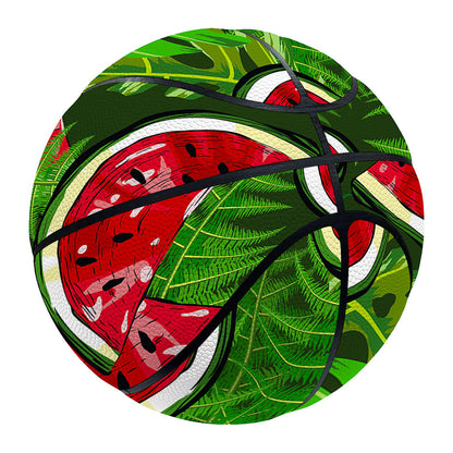 Tropical Leaf Watermelon Pattern Print Basketball