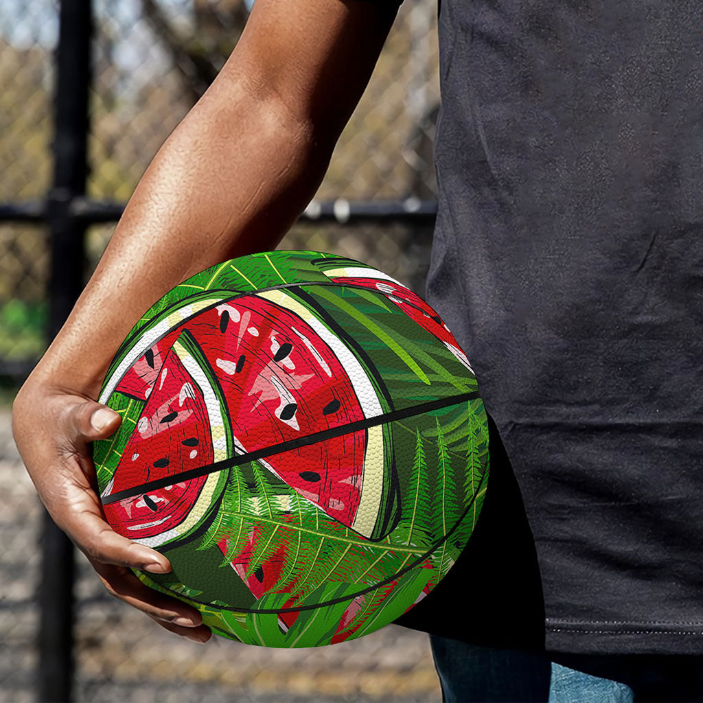 Tropical Leaf Watermelon Pattern Print Basketball