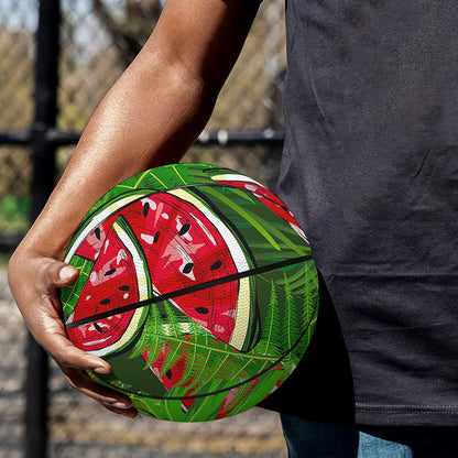 Tropical Leaf Watermelon Pattern Print Basketball