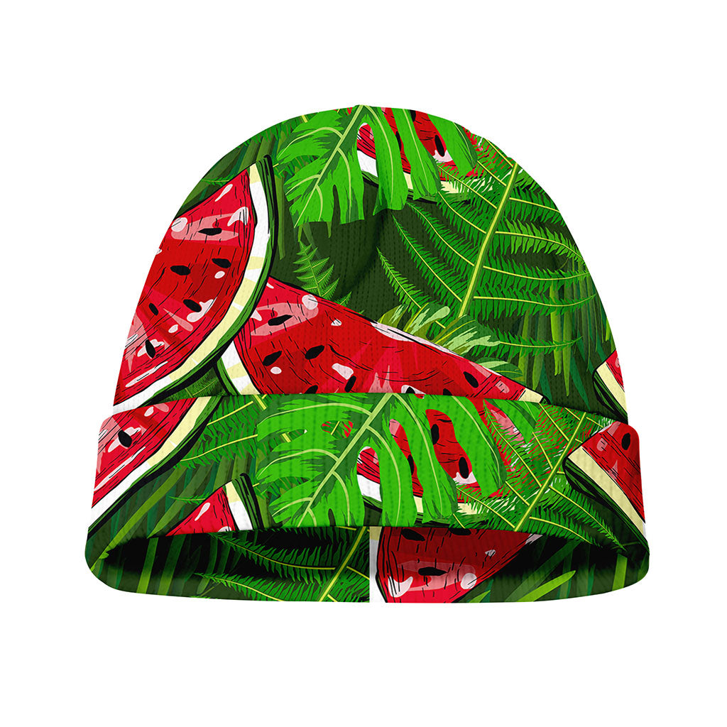 Tropical Leaf Watermelon Pattern Print Beanie