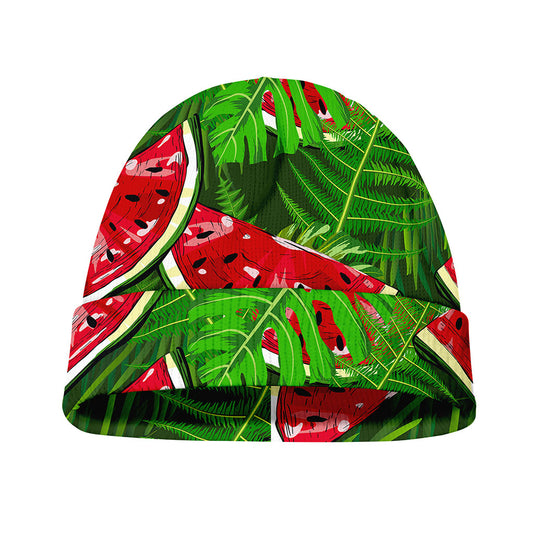 Tropical Leaf Watermelon Pattern Print Beanie