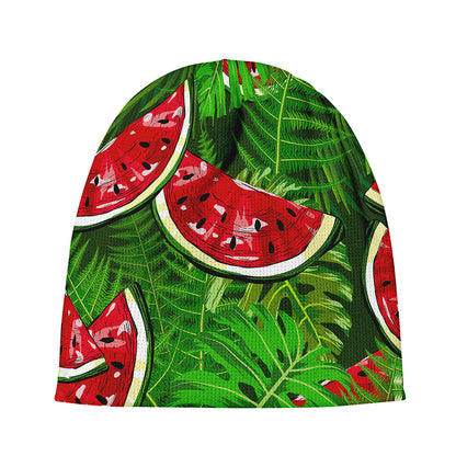 Tropical Leaf Watermelon Pattern Print Beanie