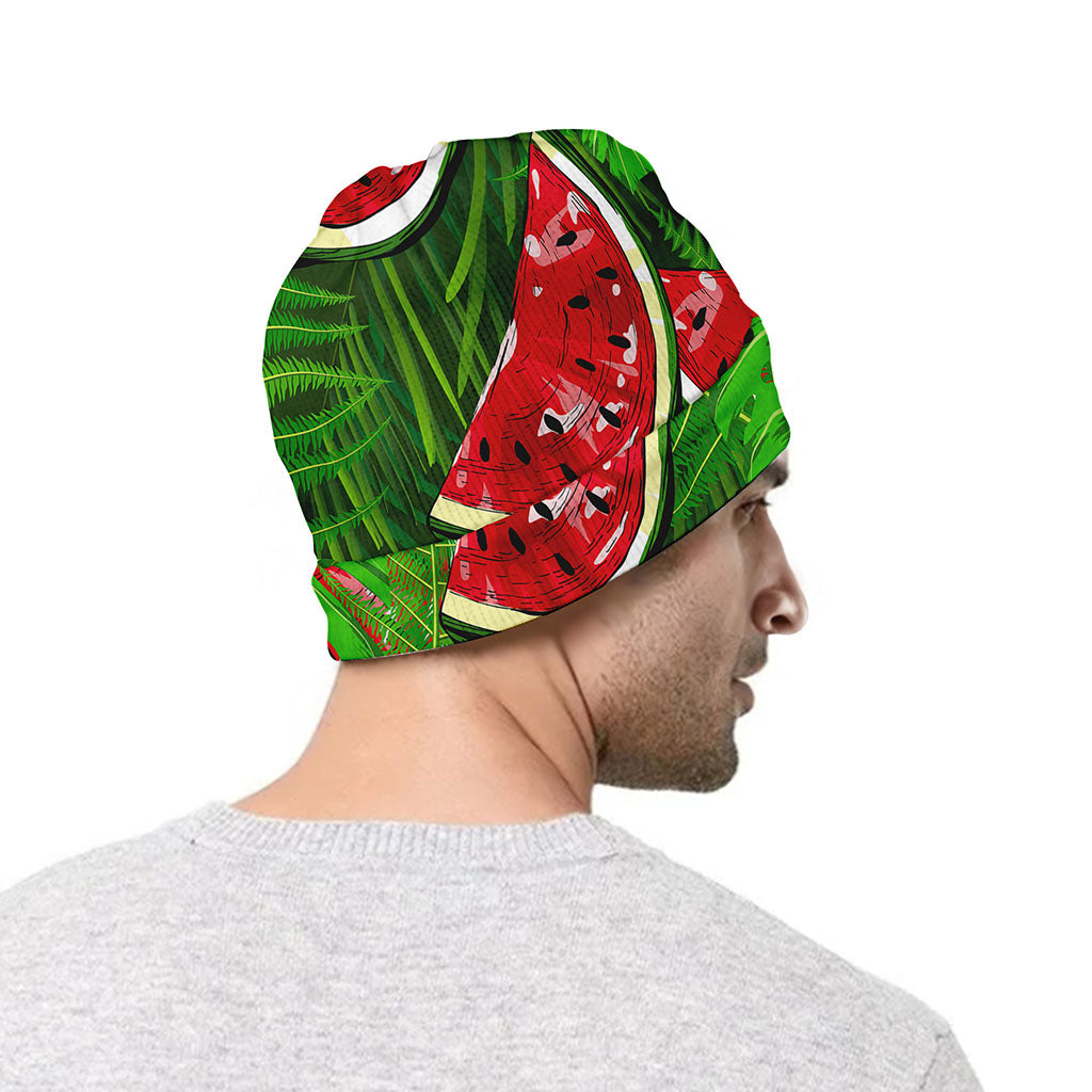 Tropical Leaf Watermelon Pattern Print Beanie