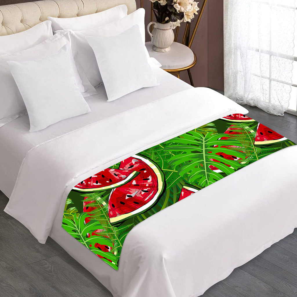 Tropical Leaf Watermelon Pattern Print Bed Runner