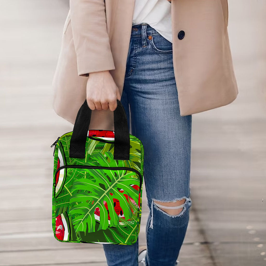 Tropical Leaf Watermelon Pattern Print Bible Tote Bag