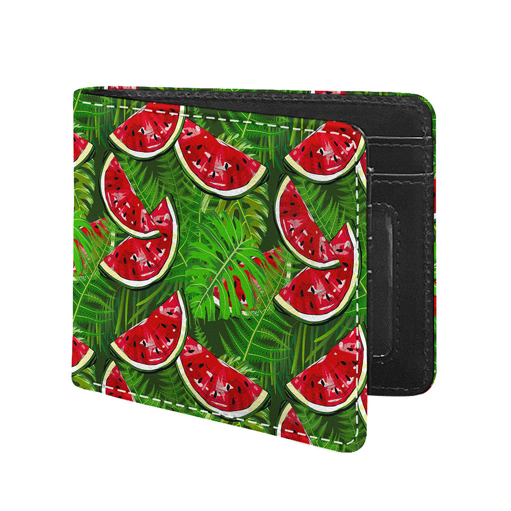 Tropical Leaf Watermelon Pattern Print Bifold Wallet