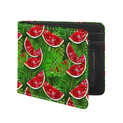 Tropical Leaf Watermelon Pattern Print Bifold Wallet