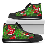 Tropical Leaf Watermelon Pattern Print Black High Top Sneakers