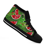 Tropical Leaf Watermelon Pattern Print Black High Top Sneakers