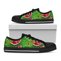 Tropical Leaf Watermelon Pattern Print Black Low Top Sneakers