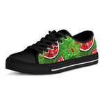 Tropical Leaf Watermelon Pattern Print Black Low Top Sneakers
