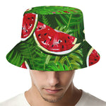 Tropical Leaf Watermelon Pattern Print Bucket Hat