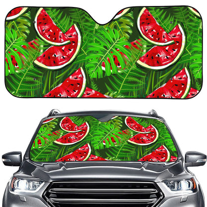 Tropical Leaf Watermelon Pattern Print Car Windshield Sun Shade