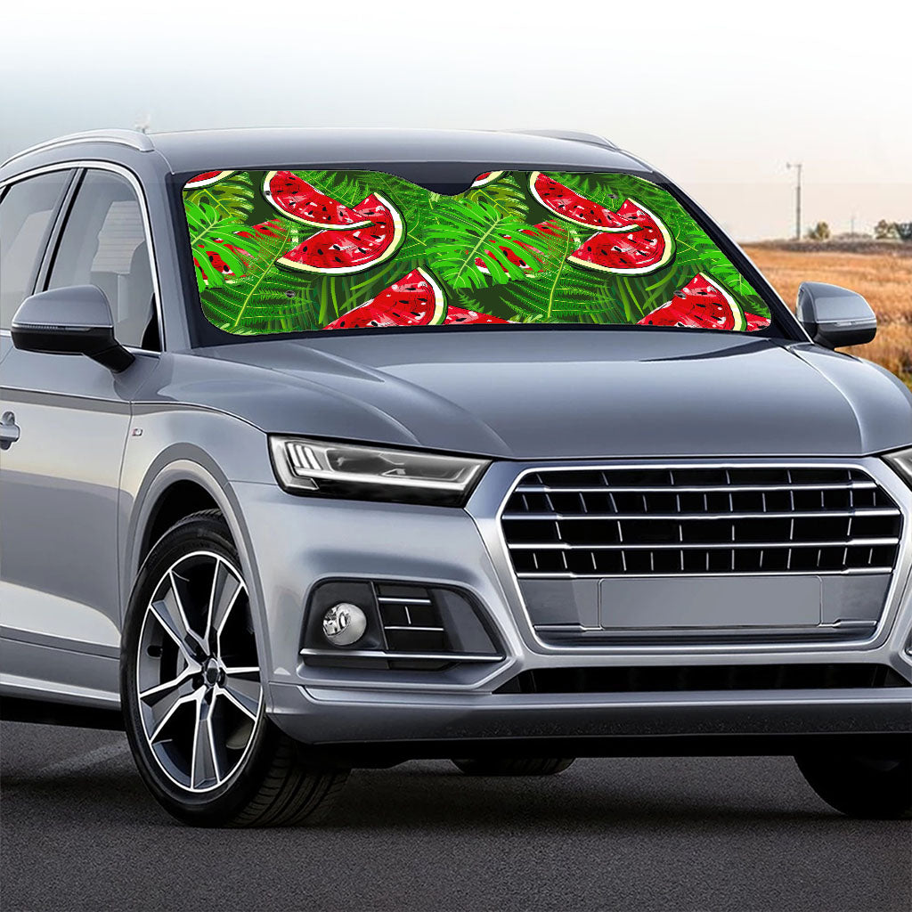 Tropical Leaf Watermelon Pattern Print Car Windshield Sun Shade