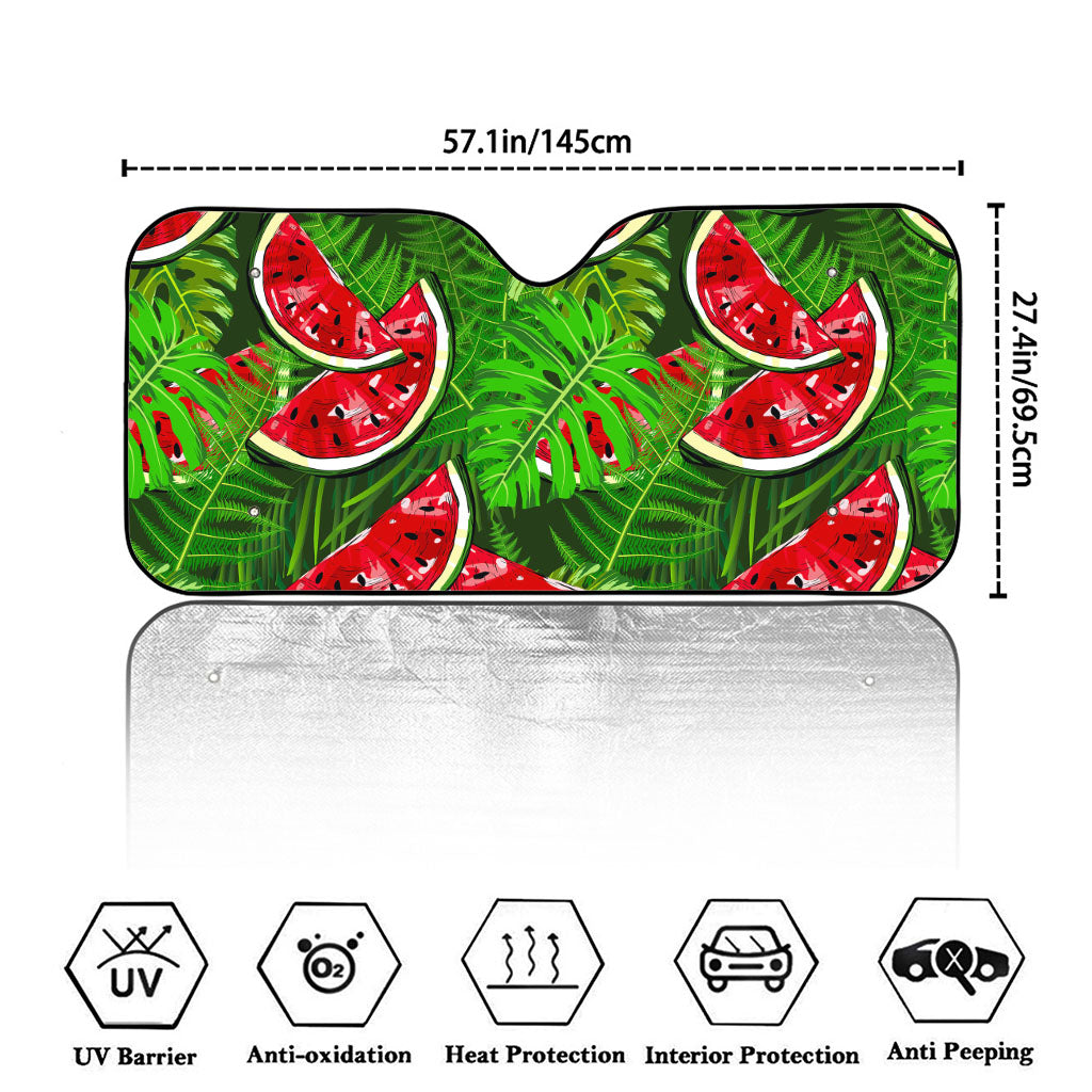 Tropical Leaf Watermelon Pattern Print Car Windshield Sun Shade